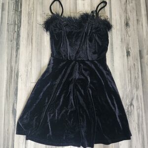 Womens Black Velvet Dress